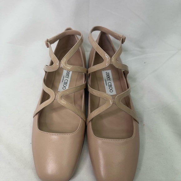 Jimmy Choo Pink Astoria Leather Ballet Flats Shoes 37.5 NEW - Picture 3 of 5